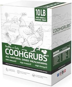 COOHGRUBS 100% Natural Dried Mealworms, Non-GMO Meal Worms for Chickens, Ducks & Wild Birds, High Protein Chicken Treats & Bird Food, 10-lb Box