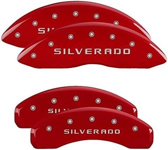 MGP Brake Caliper Covers Compatible with 2019-2025 Chevrolet Silverado, Tahoe, Suburban - Red Powder-Coated Finish, Engraved Silverado, Aluminun Front and Rear Caliper Covers (Set of 4)