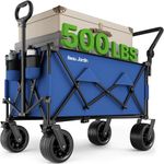 BEAU JARDIN Folding Push & Pull Beach Wagon 500 lbs Collapsible Foldable Wagons with Push Handle All Terrain Wheels Grocery Utility Camping Sports Garden Wagon Cart Blue
