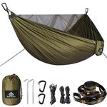 NATUREFUN Camping Hammock with Mosquito Net | 300kg Load Capacity,(290 x 140 cm) Breathable,Quick-drying Parachute Nylon | Complete Accessories | Easy to Setup Travel Hammock Outdoor Indoor Garden