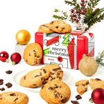 David's Cookies Merry Christmas Chocolate Chunk Cookies in Sweet Sampler Tin - Fresh Baked Delicious Gourmet Cookies - Sweet Sampler Treats for Holiday - Festive Bakery Snack Box for Christmas Season