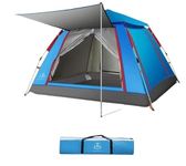 Outdoor Big Bird Auto Tent Water-Resistant Portable Instant Camping Tent for 3-4 Person Tent (Blue)