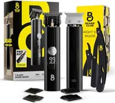 The Beard Club Professional T-Blade Beard Trimmer for Men with Straight Razor - Barber Electric Shaver & Hair Clippers for Men – Zero Gapped Cordless Hair Trimmer & Edger, Line Up Grooming Kit