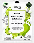 FEELGUD 2 Pack Plant Based Exfoliating Foot Peel Mask for Hard Skin, Foot Peeling Socks Repairs hard Rough Heels At Home Pedicure - Remove Dead Skin Calluses, Foot Moisturiser Socks for Soft Baby Feet