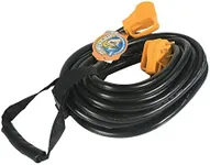 Camco PowerGrip 50-Ft 30-Amp Camper/RV Extension Cord | Standard 30-Amp Male and 30-Female Connectors | Crafted of 10-Gauge Copper Wires w/Heat Resilient PVC Coating | Rated for 125V/3750W (55197)