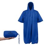 Hiking Poncho: Lightweight, and Waterproof Jacket for Men Made Of Ripstop Nylon With Adjustable Hood (Blue) | Ponchos For Adults