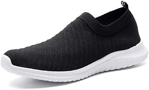TIOSEBON Men's Walking Shoes Lightweight Mesh Slip-on- Breathable Running Sneakers 7 US Black