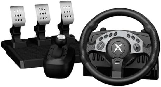 NBCP PC Racing Wheel - 1080 Degree 28CM Steering Wheel with 3-Pedals and H-Shifter - Magnetic Induction & Metal Bearings, Sim Driving Wheel for Euro Truck Simulator 2, Farming Sim, Windows PC