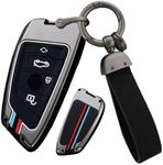 ontto Zinc alloy Car key fob cover case Fit for BMW X1 X3 X4 X5 F15 X6 F16 G30 7 Series G11 F48 F39 520 525 G20 118i 218i 320i keyring Silicone Key Shell Holder bag keychain Accessories 4 button Black