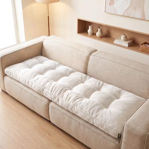HIGOGOGO Corduroy Sofa Topper, Bench Cushion, Beige, 54" W x 26" D x 6" T