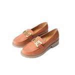 Indifeet Loafers for Women Woman Formal Loafer Ladies Stylish Platform Heel Footwear Women's Chunky Korean Shoes with Heels Girls Slip On Office Bellies Brown