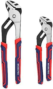 WORKPRO 2-Piece Groove Joint Pliers Set, 10 & 8 Inch Adjustable Water Pump Pliers, Straight Jaw Tongue and Groove Pliers