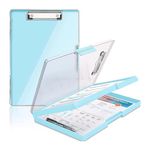 oddpod™ Heavy-Duty A4 Side-Opening Clip Pad with Clear Visible Top Panel/Clipboard with Dual Storage Case for Paper and Document Storage 1246 (Light Blue)