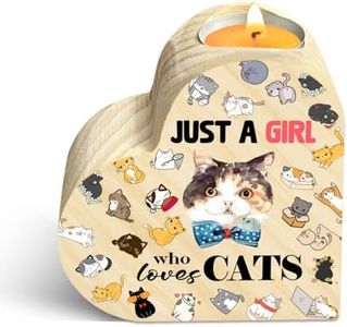 Guawubiang Cat Candle Holder for Women, Cat Gift Candle Holder, Cute Birthday Gifts for Cat Mom, Just a Girl Who Loves Cats Candle Holder, Funny Cat Mom Stuff Birthday Decor