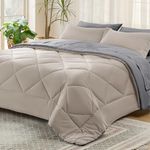 Bedsure Beige California King Comforter Set - 7 Pieces Reversible Bed Set Bed in a Bag California King with Comforters, Sheets, Pillowcases & Shams, California King Bedding Sets