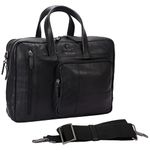 ROLANDO Texiidor 15 Inch Men's Top-handle Laptop Messenger & Sling Leather Handbag (Matt Black)