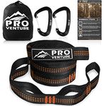 Pro Venture Hammock Straps and Carabiners Set | 22 Feet Total, 44+2 Loops | 1200lbs Breaking Strength (400lbs Rated) | Non-Stretch, Lightweight, Portable - Quick Setup | Heavy Duty, Tree Friendly