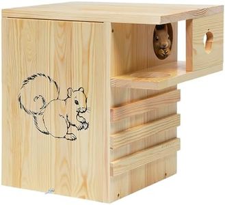 Large Squirrel House for Outside Nesting - Extra Large Squirrel House for Outside with Exterior Porch, Wooden Nesting Box Squirrel Chipmunks and Small Animals