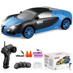 Remote Control Car RC Drift Car 2.4GHz 1:24 Scale 4WD 15KM/H High Speed Model Vehicle with LED Lights Drifting Tire Racing Sport Toy Car for Adults Boys Girls Kids Gift 2Pcs Rechargeable Batteries