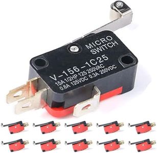 JESSINIE 10pcs V-156-1C25 Micro Limit Switch SPDT with Silver Base Contact and Roller Lever for Industrial Automation