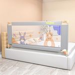 BAYBEE Baby Bed Rail Guard for Baby Safety with 28 Height Adjustable, Portable Bed Side Protector for Baby Falling | Foldable Single Bed Railing for Babies Toddler (Light Grey, 150x80cm)