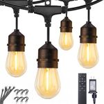 52 Feet LED Outdoor String Lights, Waterproof Patio Lights with 16 +1 Spare Shatterproof Edison Bulbs, Commercial Hanging Lights for Backyard, Porch, Bistro Party, UL Listed, Warm White