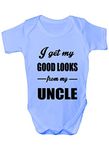 Print4U I Get Good Looks From My Uncle Boys Girls Baby Babygrow Gift Age 3-6 Months Blue