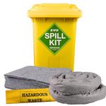 Labsales 120lt Eco Friendly General Purpose Spill Kit Includes Absorbent Pads, Socks & Disposal Bag, For Oils, Fuel, Paint, Grease, Water & Weak Chemicals, 1 Wheely Bin Spill Kit (120L)