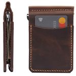 Money Clip for Men Wallet, Credit Card Holder, Small, Slim, Minimalist (Dark Brown)