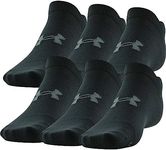 Under Armour Men's Essential Lite No Show Socks, 6-Pairs, Black Locked-In Fit, Large