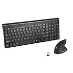 2.4GHz Wireless Vertical Ergonomic Mouse and Keyboard Combo Ultra-Thin Portable Size for PC Desktop Computer Laptop Mac Tablet