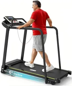 Redliro Walking Treadmill with Long Handrail for Balance, Recovery Fitness Exercise Machine Foldable for Home use with Holder for Phone & Cup,LCD Display, 300 lbs Capacity