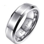 Mens/Unisex Tungsten Carbide Wedding Engagement Scratch Resistant 6mm Band Ring - Engraved with I love you X