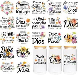 UV DTF Cup Wraps Stickers - 20 Sheet Bible UV DTF Transfer Sticker, Spanish Bible Verse UVDTF Cup Wraps for 16 oz, Scripture Quotes Design, Creative DIY Crafts for Glass