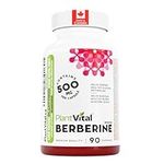 PlantVital Berberine 1000mg Supplement (2 caps) - Supports Blood Glucose Levels & Glucose Metabolism Health - Vegan, Non-GMO Berberine Supplements, Made in Canada, 90 Capsules