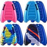 4 Pieces Inflatable Surf Body Boards with Handles Beach Floating Surfboard Lightweight Portable Bodyboard Water Sport Pool Inflatable Surfboard for Adult Summer Beach Surfing Swimming, 4 Styles