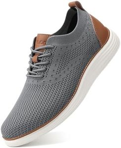 Wide Shoes for Mens Casual Dress Sneakers Business Oxfords Mesh Breathable Walking Shoes Tennis Comfortable Wide Width Grey EU42