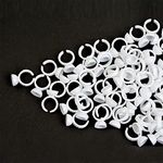 100 Pieces Lash Glue Holder Rings Cups Pigment Rings False Eyelash Extensions Beauty Tool (White S)