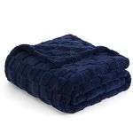 Bedsure Soft Fleece Throw Blankets for Couch, Navy Checkered Blanket for Bed, Sofa, Chair, Warm Cozy Thick Fluffy Fuzzy Plush Winter Cute Blanket Gifts for Women, Girls, 50x60