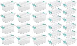 Sterilite Medium Clip Latch Lid Storage Container Tote, 12 Pack, and Small Clip Latch Lid Storage Container Tote, 12 Pack for Home Organization