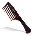 AGARO Hand Made Comb With Handle, Compact Comb With Wide Tooth, Smooth Rounded Teeth, Hair Styling, Grooming, Hair Brushing, Hair Dressing, Cellulose Acetate Comb, For Men & Women, HMC77, Brown.