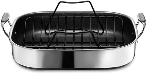 HexClad Hybrid Nonstick Roasting Pan with Rack, Dishwasher-Friendly, Oven-Safe Up to 900°F, Compatible with All Cooktops