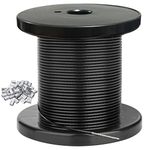 100Ft Wire Rope Black Vinyl Coated 304 Stainless Steel Wire Rope for Outdoor Light 2 mm Outdoor Light Guide Wire with 50 Pcs Alloy Sleeves