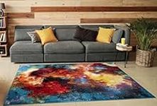 Multicoloured Large Rugs for Living Room Soft Thick Colorful Bedroom Rug Geometric Design Door & Floor Mat (Splash, 80 x 150 cm (2' 6" x 5"))