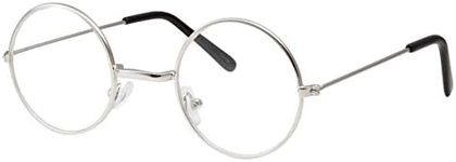 grinderPUNCH Kids Size Non-Prescription Glasses Round Circle Frame Clear Lens Costume (Age 3-10) Silver