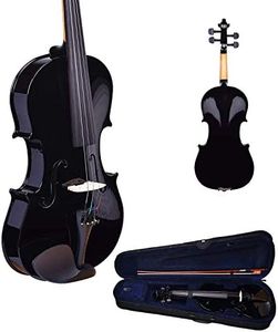 Kadence Vivaldi Acoustic Violin Full Size with Bow, Rosin, Carrying Hard Case,Instrument for Beginners, Adults, Boys, Girls, Children, Kids (4/4, Black)
