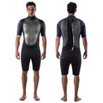 Body Glove Pro3 Men Shorty Spring Wetsuit 2.2mm Black Back Zip Quadra Flex 4 Way Stretch Thermal Lightweight for Surfing, Bodyboarding, Swimming, Snorkeling, and Scuba Diving