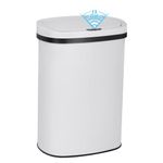 13 Gallon Touch Free Automatic Stainless Steel Trash Can Garbage Can Metal Trash Bin with Lid for Kitchen Living Room Office Bathroom, Electronic Motion Sensor Automatic Trash Can - White