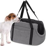 LeerKing Small Dog Carrier Purse Cat Rabbit Puppy Small Pet Travel Tote Bag, Grey-Corduroy Large