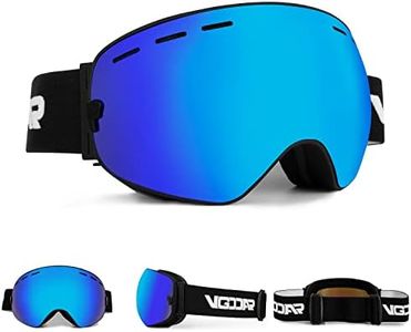 Vgooar OTG Ski Goggles, Frameless Ski Goggles with Anti-Fog Double Spherical Lens, 100% UV400 Protection Ski Snow Goggles for Men/Women